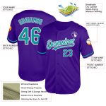 Personalized Purple Teal-White Mesh Authentic Throwback Baseball Jersey Team Custom Name and Number