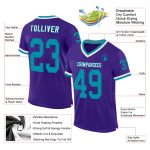 Personalized Purple Teal-White Mesh Authentic Throwback Football Jersey Team Custom Name and Number