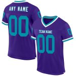 Personalized Purple Teal-White Mesh Authentic Throwback Football Jersey Team Custom Name and Number