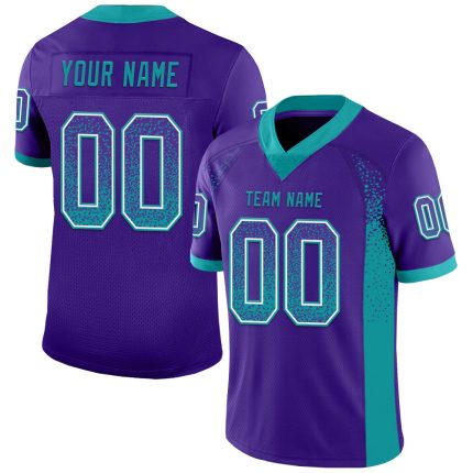 Personalized Purple Teal-White Mesh Drift Fashion Football Jersey Team Custom Name and Number