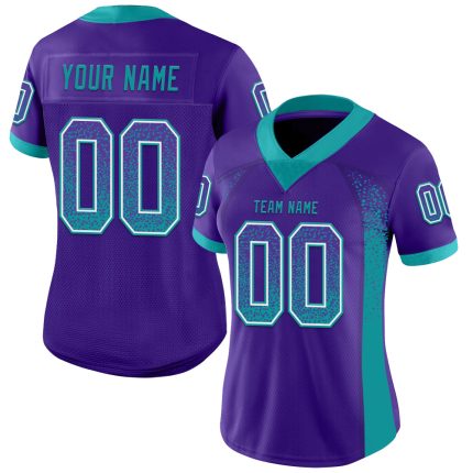 Personalized Purple Teal-White Mesh Drift Fashion Football Jersey Team Custom Name and Number