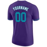 Personalized Purple Teal-White Performance T-Shirt Team Custom Name and Number