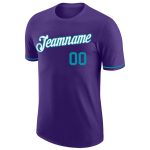 Personalized Purple Teal-White Performance T-Shirt Team Custom Name and Number