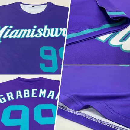 Personalized Purple Teal-White Performance T-Shirt Team Custom Name and Number
