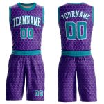 Personalized Purple Teal-White Round Neck Sublimation Basketball Suit Jersey