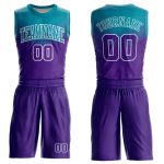 Personalized Purple Teal-White Round Neck Sublimation Basketball Suit Jersey Team Custom Name and Number