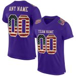 Personalized Purple Vintage USA Flag-City Cream Mesh Authentic Football Jersey Team Custom Name and Number