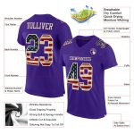 Personalized Purple Vintage USA Flag-City Cream Mesh Authentic Football Jersey Team Custom Name and Number