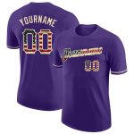 Personalized Purple Vintage USA Flag-City Cream Performance T-Shirt Team Custom Name and Number