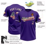 Personalized Purple Vintage USA Flag-City Cream Two-Button Unisex Softball Jersey Team Custom Name and Number