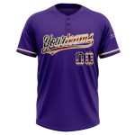 Personalized Purple Vintage USA Flag-City Cream Two-Button Unisex Softball Jersey Team Custom Name and Number