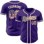 Personalized Purple Vintage USA Flag-Cream Authentic Baseball Jersey Team Custom Name and Number