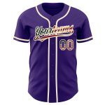 Personalized Purple Vintage USA Flag-Cream Authentic Baseball Jersey Team Custom Name and Number