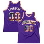 Personalized Purple Vintage USA Flag-Cream Authentic Throwback Basketball Jersey Team Custom Name and Number