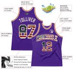Personalized Purple Vintage USA Flag-Cream Authentic Throwback Basketball Jersey Team Custom Name and Number