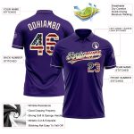 Personalized Purple Vintage USA Flag-Cream Performance Vapor Golf Polo Shirt Team Custom Name and Number