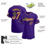 Personalized Purple Vintage USA Flag-Gold Authentic Baseball Jersey Team Custom Name and Number