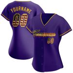 Personalized Purple Vintage USA Flag-Gold Authentic Baseball Jersey Team Custom Name and Number