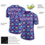 Personalized Purple White 3D Pattern Design Dinosaur Performance T-Shirt Team Custom Name and Number