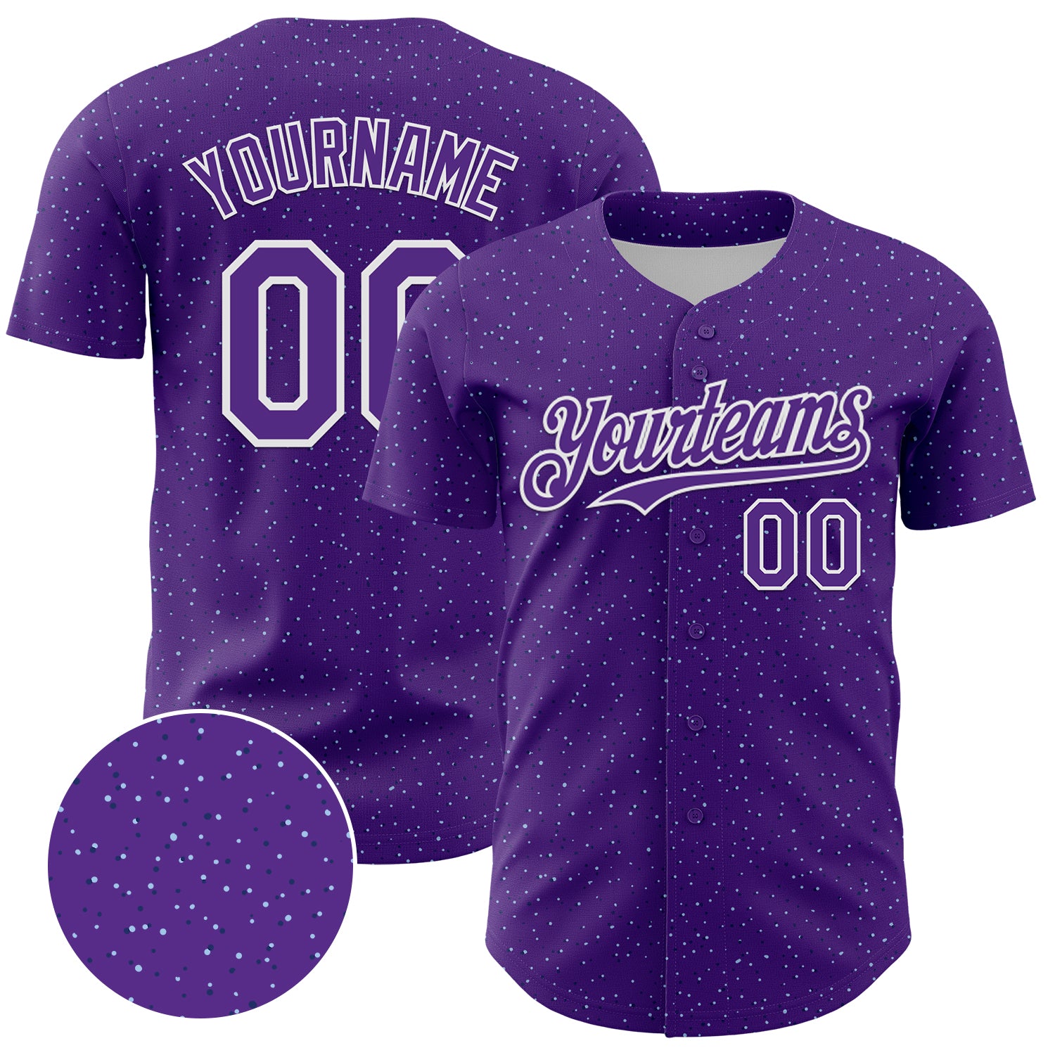 Personalized Purple White 3D Pattern Design Dots Authentic Baseball Jersey Team Custom Name and Number