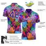 Personalized Purple White 3D Pattern Design Hawaii Palm Trees Performance Golf Polo Shirt Team Custom Name and Number