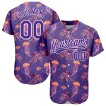 Personalized Purple White 3D Pattern Design Jellyfish And Octopus Authentic Baseball Jersey Team Custom Name and Number