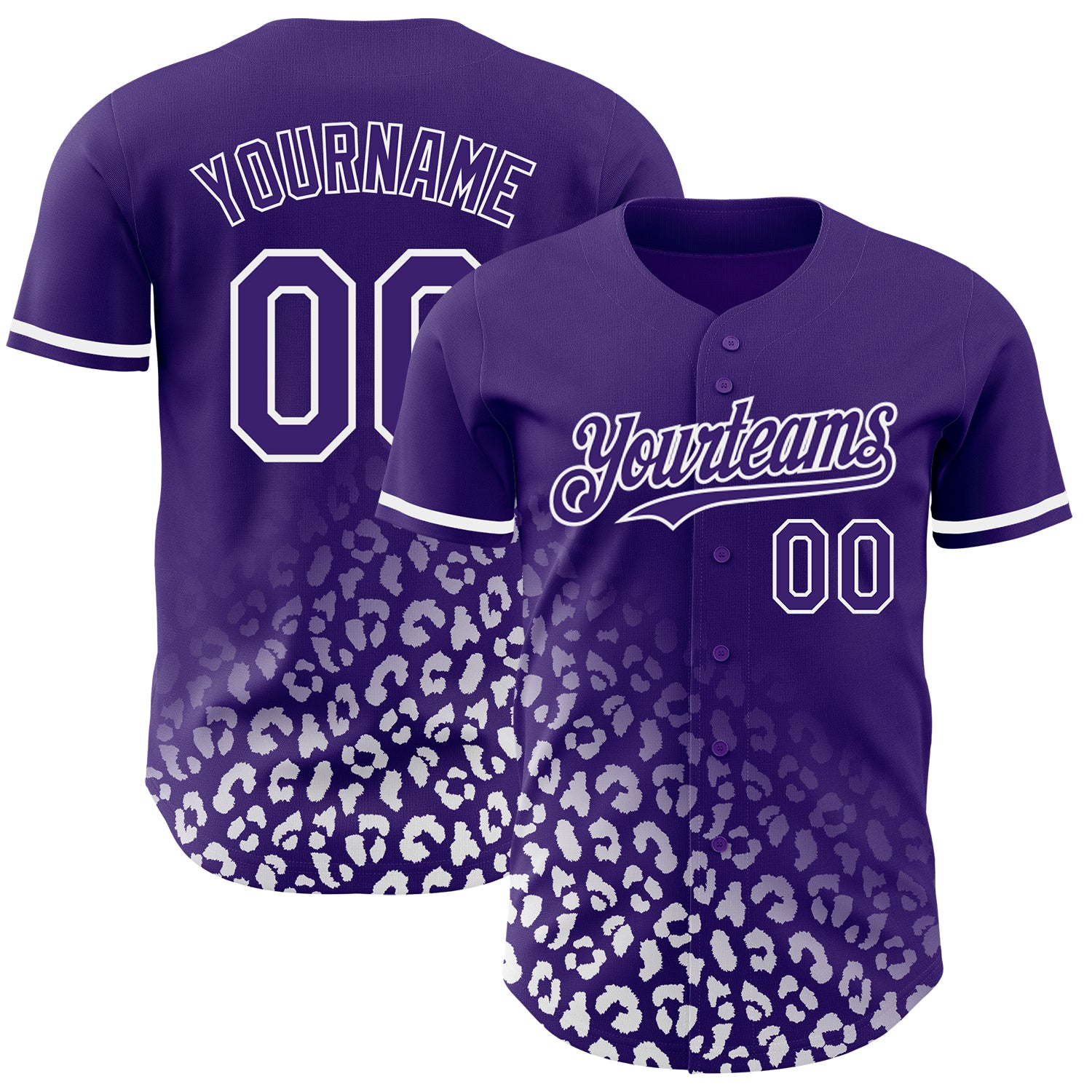 Personalized Purple White 3D Pattern Design Leopard Print Fade Fashion Authentic Baseball Jersey Team Custom Name and Number