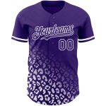 Personalized Purple White 3D Pattern Design Leopard Print Fade Fashion Authentic Baseball Jersey Team Custom Name and Number