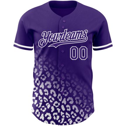 Personalized Purple White 3D Pattern Design Leopard Print Fade Fashion Authentic Baseball Jersey Team Custom Name and Number