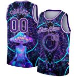 Personalized Purple White 3D Pattern Design Magic Mushrooms Over Sacred Geometry Psychedelic Hallucination Authentic Basketball Jersey Team Custom Name and Number