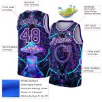 Personalized Purple White 3D Pattern Design Magic Mushrooms Over Sacred Geometry Psychedelic Hallucination Authentic Basketball Jersey Team Custom Name and Number
