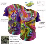 Personalized Purple White 3D Pattern Design Rave Psychedelic Liquid And Skull Authentic Baseball Jersey Team Custom Name and Number
