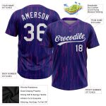 Personalized Purple White 3D Pattern Two-Button Unisex Softball Jersey Team Custom Name and Number