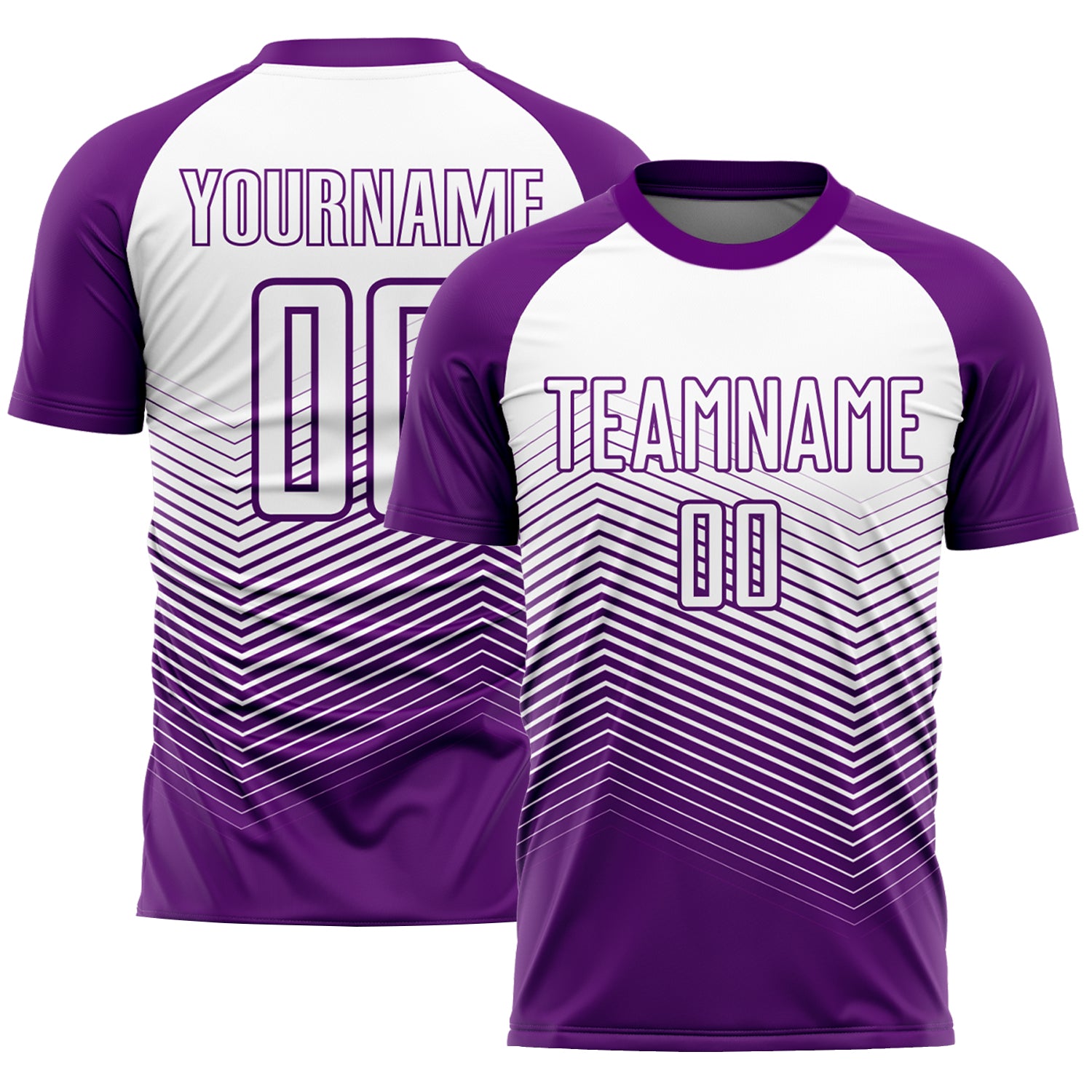 Personalized Purple White Abstract Geometric Triangles Sublimation Soccer Uniform Jersey Team Custom Name and Number