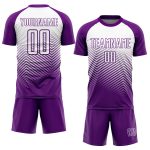 Personalized Purple White Abstract Geometric Triangles Sublimation Soccer Uniform Jersey Team Custom Name and Number