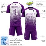 Personalized Purple White Abstract Geometric Triangles Sublimation Soccer Uniform Jersey Team Custom Name and Number