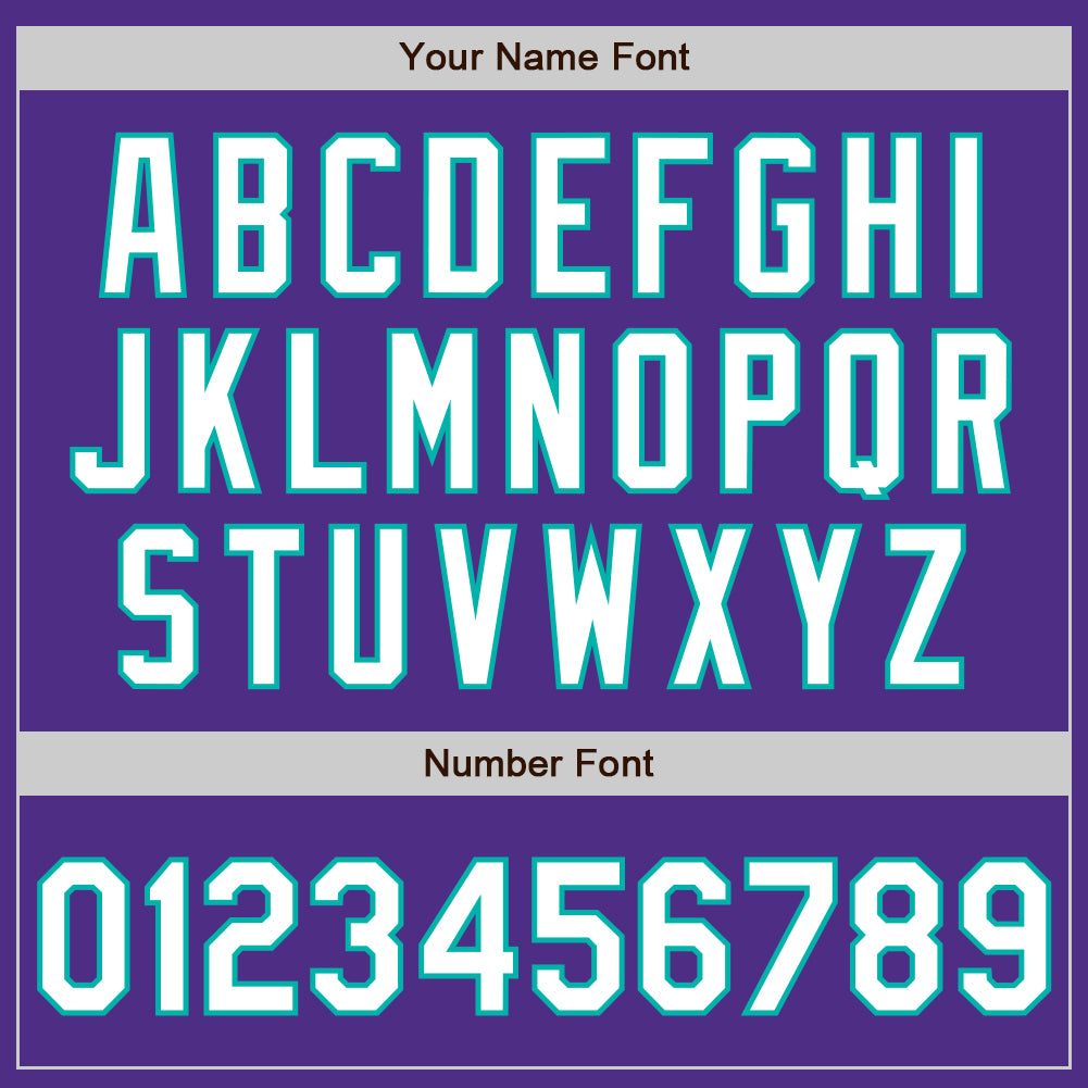 Personalized Purple White-Aqua Bomber Full-Snap Varsity Letterman Jacket Team Custom Name and Number Personalized Purple White-Aqua Bomber Full-Snap Varsity Letterman Jacket Team Custom Name and Number - Image 5