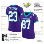 Personalized Purple White-Aqua Mesh Authentic Football Jersey