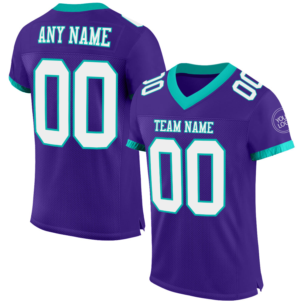 Personalized Purple White-Aqua Mesh Authentic Football Jersey