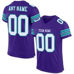 Personalized Purple White-Aqua Mesh Authentic Football Jersey Team Custom Name and Number