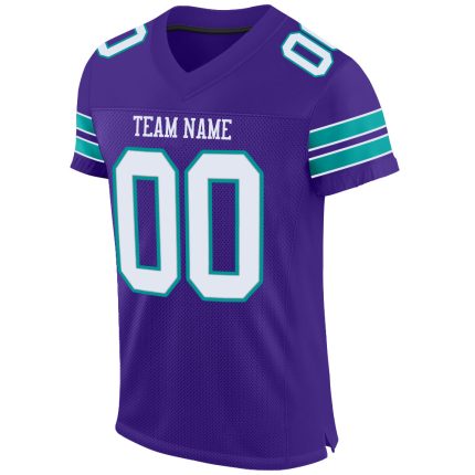 Personalized Purple White-Aqua Mesh Authentic Football Jersey Team Custom Name and Number