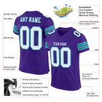 Personalized Purple White-Aqua Mesh Authentic Football Jersey Team Custom Name and Number