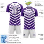 Personalized Purple White Arrow Shapes Sublimation Soccer Uniform Jersey Team Custom Name and Number
