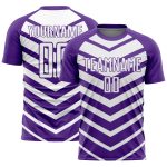 Personalized Purple White Arrow Shapes Sublimation Soccer Uniform Jersey Team Custom Name and Number
