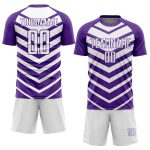 Personalized Purple White Arrow Shapes Sublimation Soccer Uniform Jersey Team Custom Name and Number