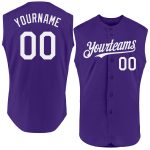 Personalized Purple White Authentic Sleeveless Baseball Jersey Team Custom Name and Number
