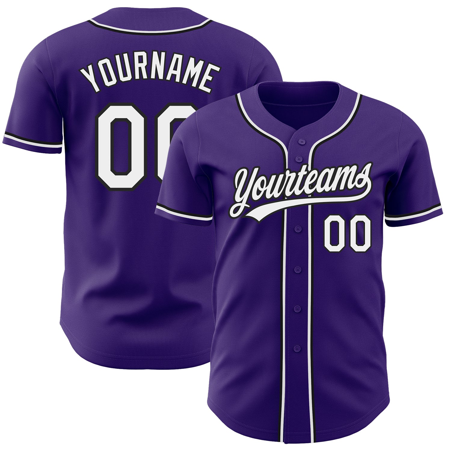 Personalized Purple White-Black Authentic Baseball Jersey