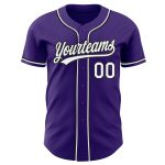 Personalized Purple White-Black Authentic Baseball Jersey