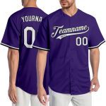Personalized Purple White-Black Authentic Baseball Jersey Team Custom Name and Number