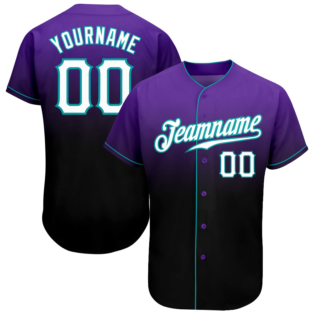 Personalized Purple White-Black Authentic Fade Fashion Baseball Jersey Team Custom Name and Number
